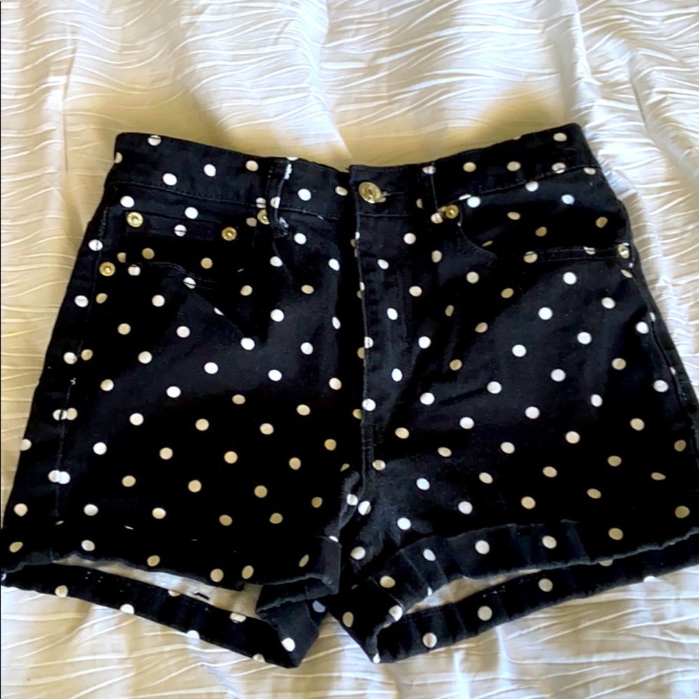 Polka dot jean shorts